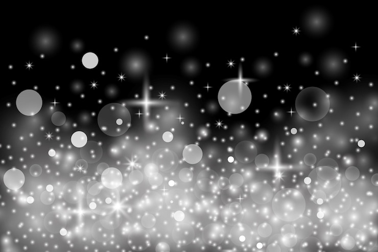 Wektor czarne tło z błyszczącymi błyszczeniami i bokeh