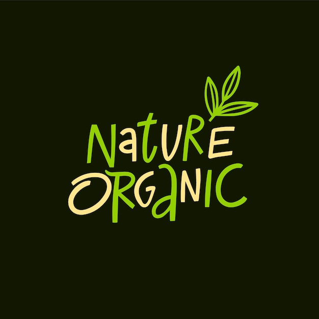 Czarne Tło Z Napisem Natura Organic Napisanym żółtymi Literami.