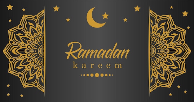 Czarne Tło Z Niebieskim Tłem Z Napisem Ramadan Kareem.