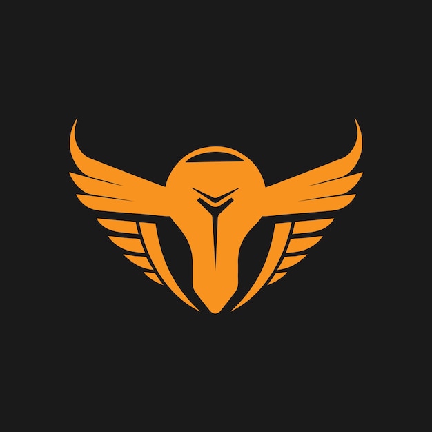 Czarne tło z pomarańczowym logo ze skrzydłem