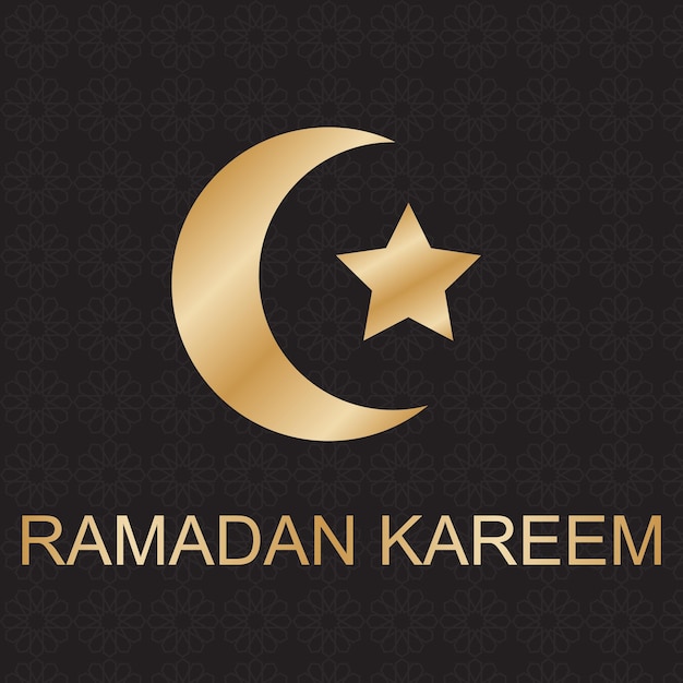 Czarne tło ze złotą gwiazdą i gwiazdą z napisem ramadan.