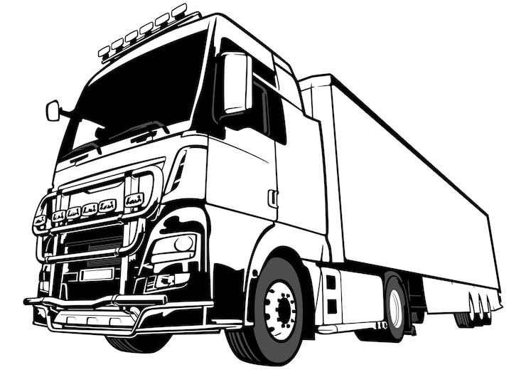 Czarno-biała ciężarówka Big Rig Truck