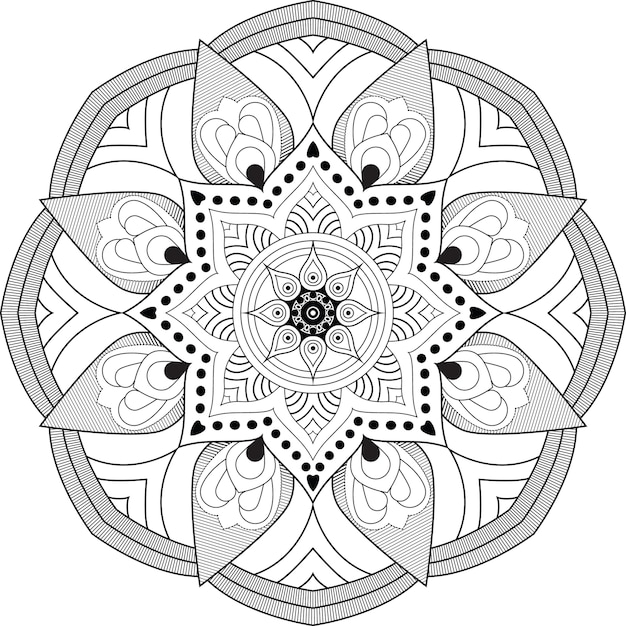 Czarno-biała Etniczna Mandala Bez Koloru