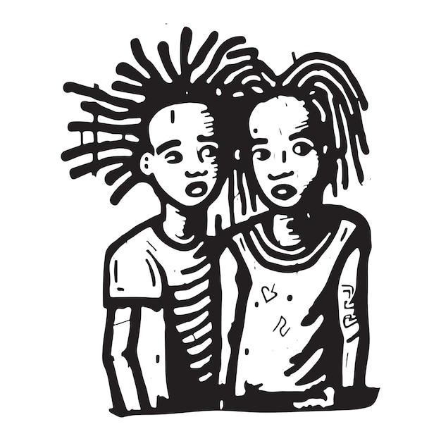 Czarno-biała grafika inspirowana subkulturami z lat 90. i 2000. Keith Haring JeanMichel Basquiat