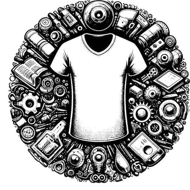 Plik wektorowy czarno-biała ilustracja białej koszulki