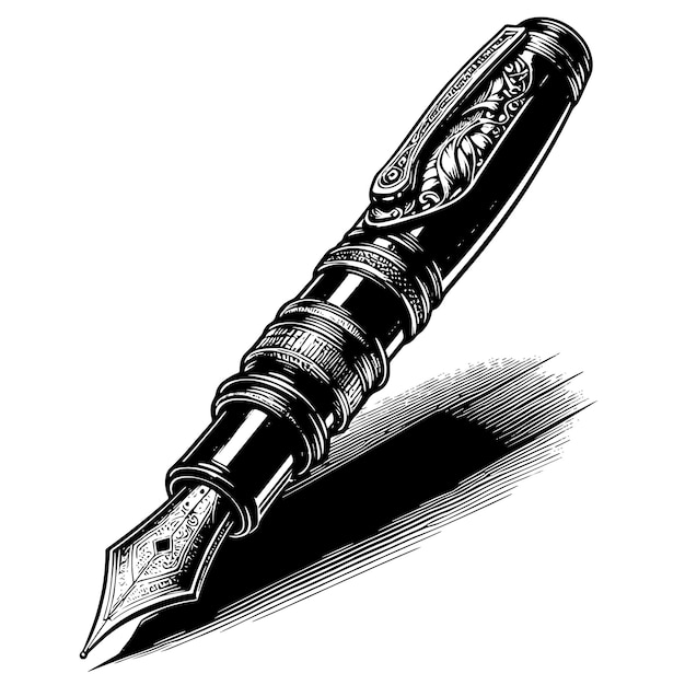 Plik wektorowy czarno-biała ilustracja długopisu