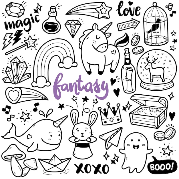 Czarno-biała ilustracja fantasy