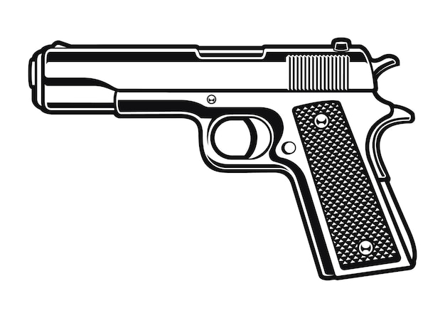 Czarno-biała ilustracja pistoletu