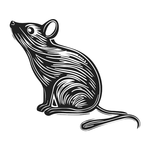 Czarno-biała ilustracja szczura
