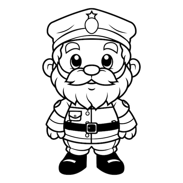 Plik wektorowy czarno-biała ilustracja zabawnej postaci policjanta do kolorowania