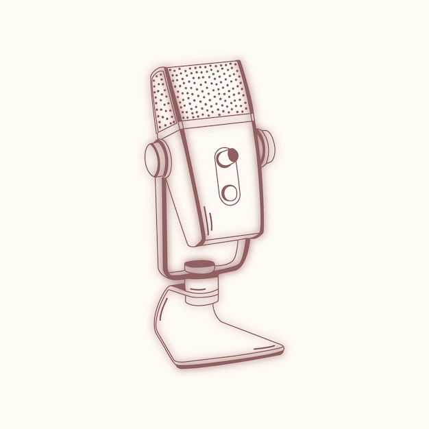 Plik wektorowy czarno-biała linia mikrofon symbol wektor ikona