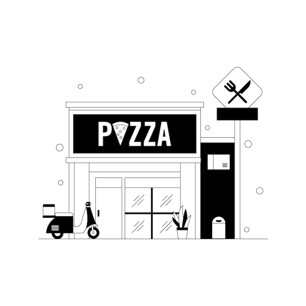 Plik wektorowy czarno-biała pizzeria