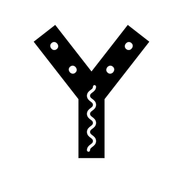 Plik wektorowy czarno-biała skandynawska ozdobna litera y ludowa czcionka litera y w stylu skandynawskim