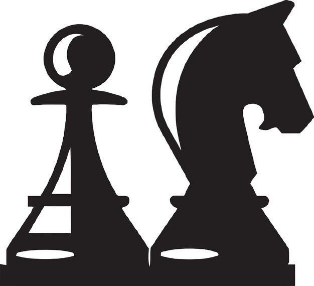 Plik wektorowy czarno-biała sylwetka szachy i czarny kawałek szachów.