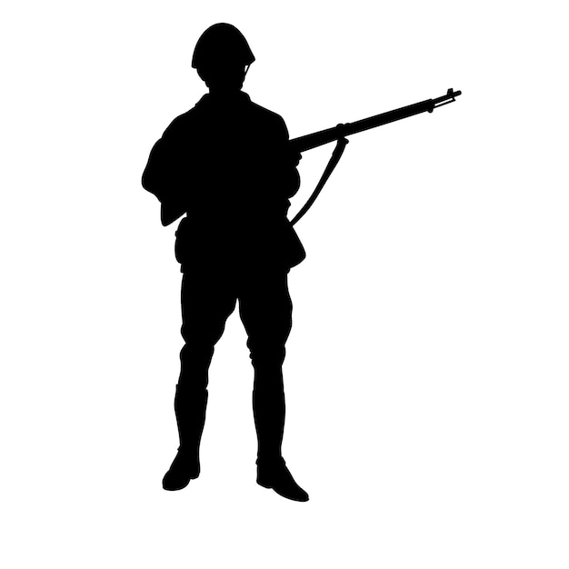 Plik wektorowy czarno-biała sylwetka żołnierza z bronią celuje żołnierz sił specjalnych
