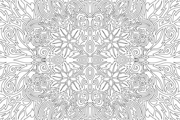 Czarno-biała Sztuka Z Liniowym Kwiatowym Wzorem