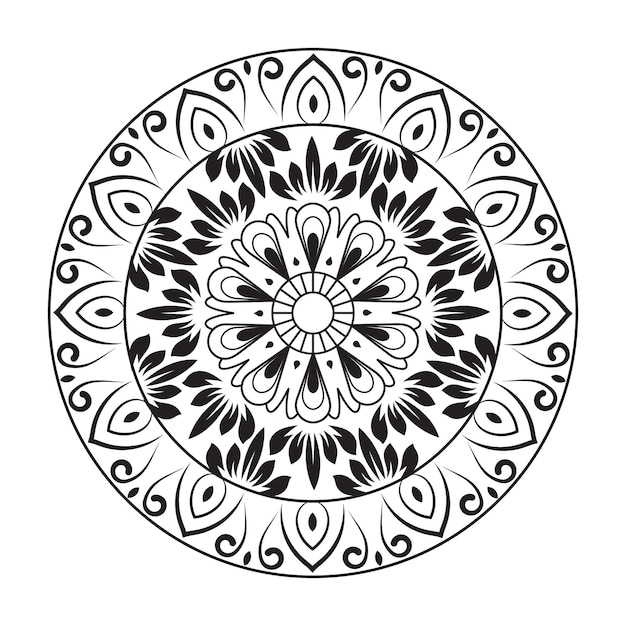 Czarno-białe elementy kwiatowe koło projekt mandali w projektowaniu graficznym ilustracji wektorowych