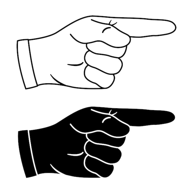 Plik wektorowy czarno-białe ikony palca wskazującego