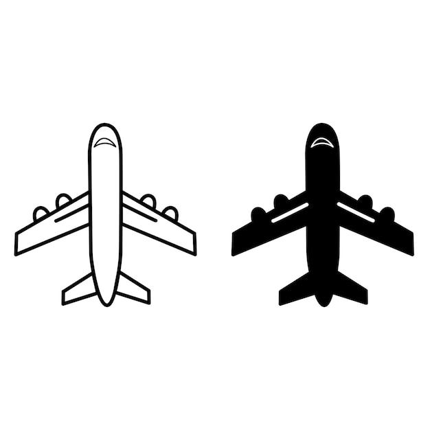 Plik wektorowy czarno-białe ikony samolotu