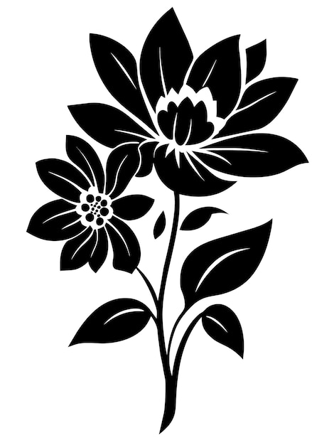 Plik wektorowy czarno-białe kwiaty sylwetka szablon ilustracje wektorowe