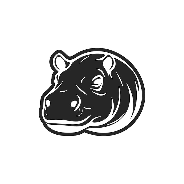 Czarno-białe Logo Hipopotama Pełne Wdzięku I Niezapomniane Dla Twojej Marki