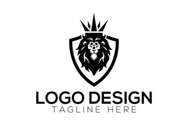 Czarno-białe logo tarczy lwa