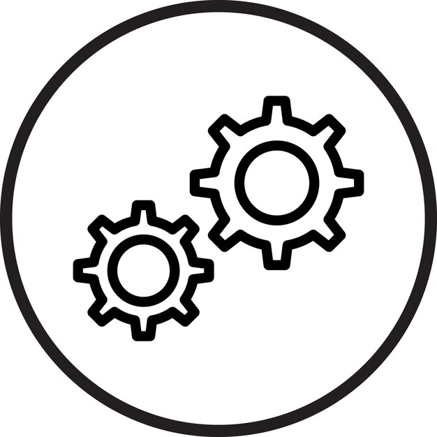 czarno-białe logo z biegami i białym tłem