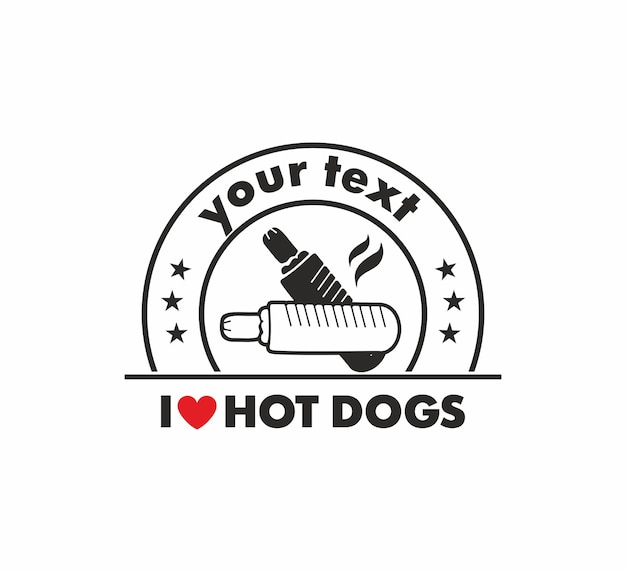 Plik wektorowy czarno-białe logo z hot dogiem