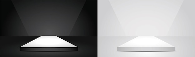 Czarno-białe Minimalne światło Kwadratowe Podium Wyświetlacz 3d Wektor Ilustracji Do Umieszczenia Obiektu