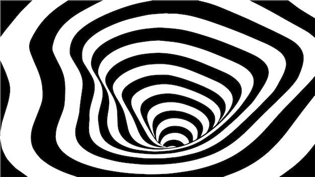 Czarno-biały abstrakcyjny tunel czasoprzestrzenny Złudzenie optyczne Twisted vector illustration Tunel 3D