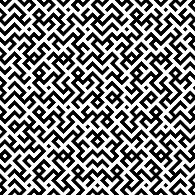 Czarno-biały bezszwowy geometryczny diagonalny wzór labiryntu