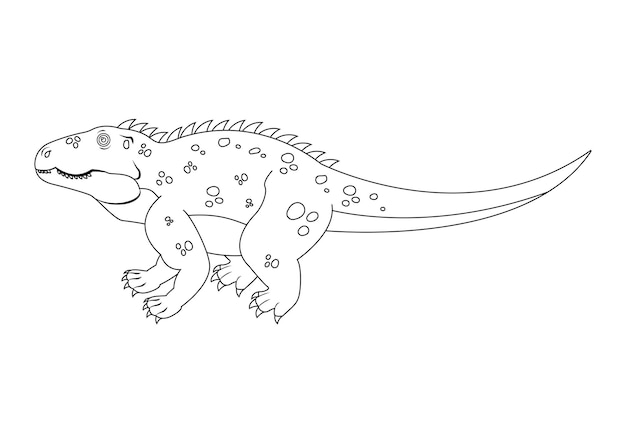 Czarno-biały dinozaur Shansisuchus postać z kreskówki wektor kolorowanki dinozaura Shansisuchus