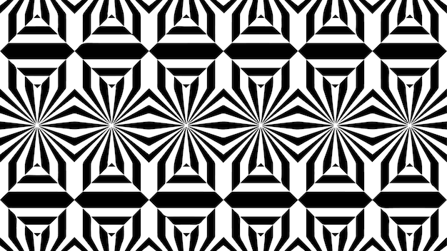 czarno-biały geometryczny wzór z słowem na nim