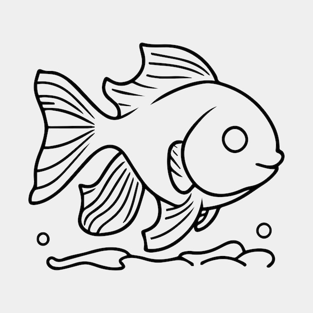 Czarno-biały ilustracja wektorowa złotej rybki