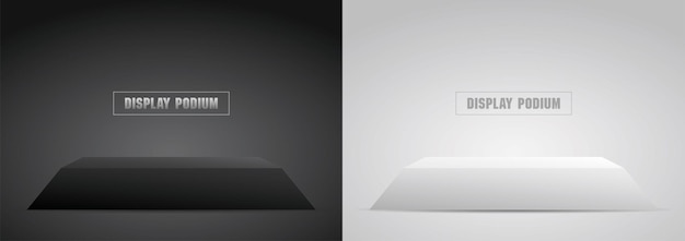 czarno-biały minimalny trapezowy wyświetlacz podium 3d wektor ilustracji do umieszczenia obiektu