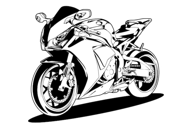 Czarno-biały Motocykl Superbike Wektor Ilustracja