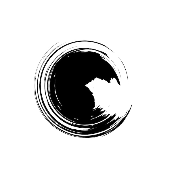 czarno-biały obraz czarno-białego logo z czarnym wirem w środku