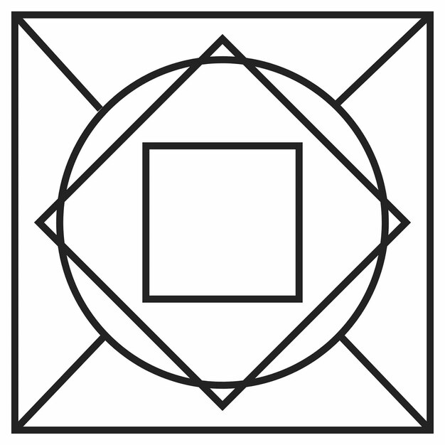 Plik wektorowy czarno-biały obraz kwadratu z kwadratem w środku