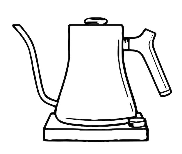Plik wektorowy czarno-biały obraz w stylu szkicu elektryczny garnek do kawy do życia w kuchni