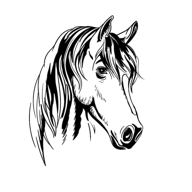 Plik wektorowy czarno-biały portret konia