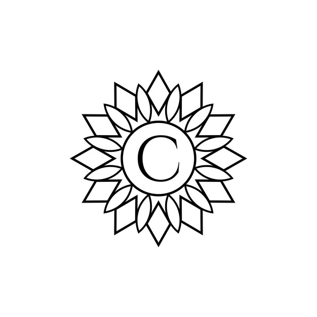 Czarno-biały projekt litery C