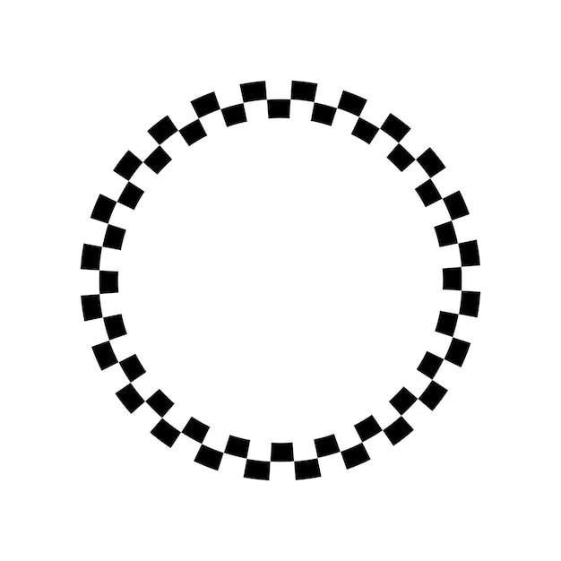 Czarno-biały ramka w szachownicę koło Szachownica okrągłe okrągłe obramowanie Ilustracja wektora