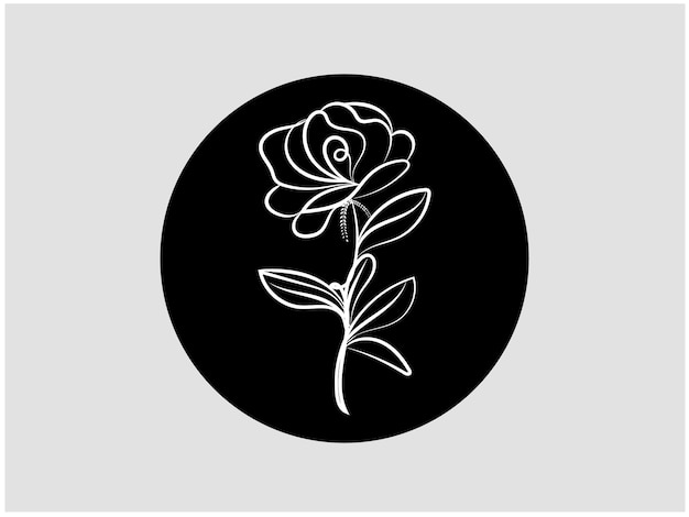 Czarno-biały Rysunek Kwiatu Z Różą Na Nim