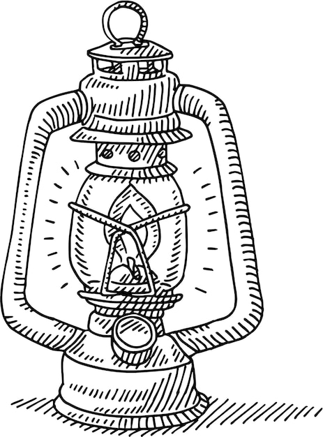Plik wektorowy czarno-biały rysunek lampy z rysunkiem latarni
