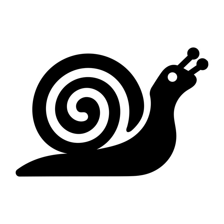 Wektor czarno-biały rysunek ślimaka ze spiralą w środku