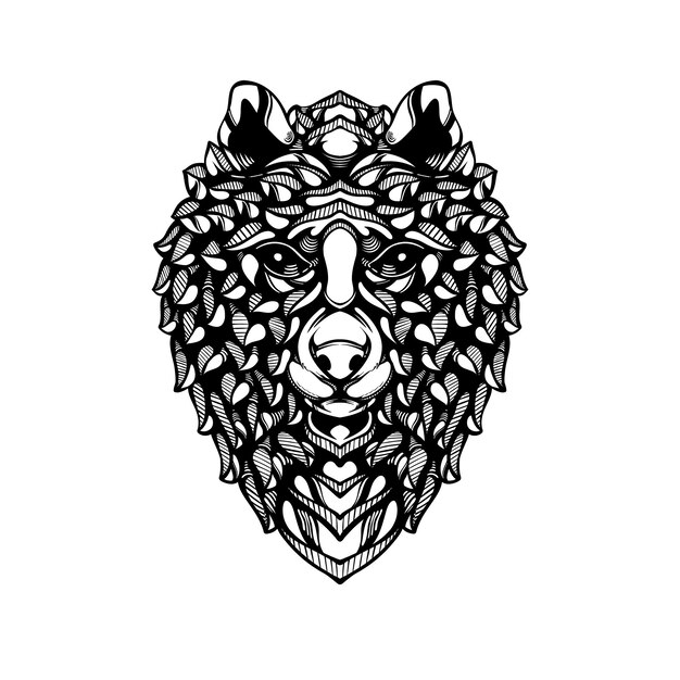 Plik wektorowy czarno-biały tribal ozdobny tatuaż wzór wilka