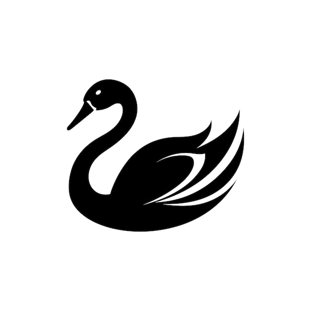 Czarno-biały wektorowy klip sztuki logo sylwetki łabędzia