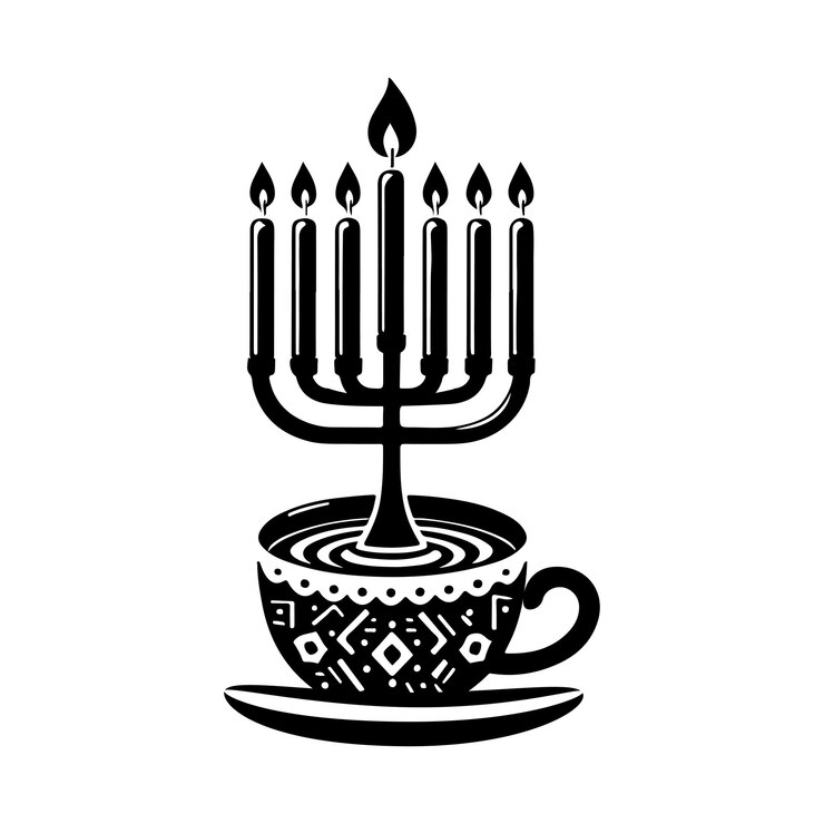 Czarno-biały wektorowy projekt Hanukkah