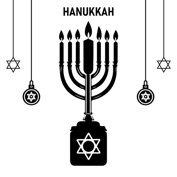 Czarno-biały wektorowy projekt Hanukkah