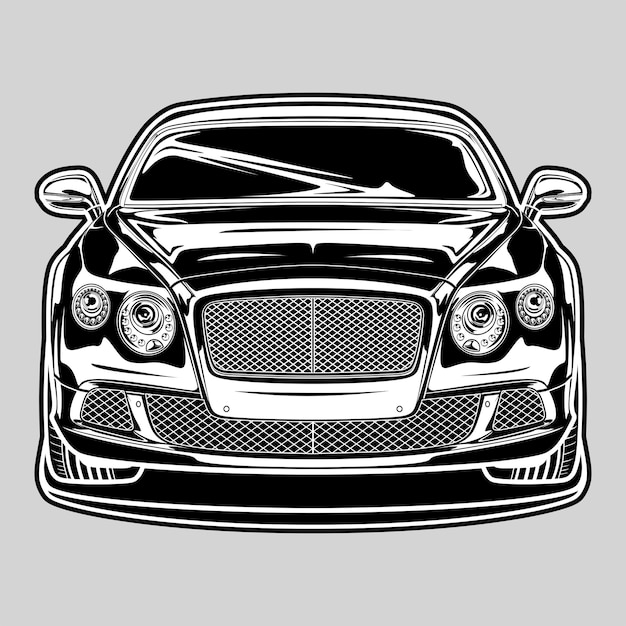 Plik wektorowy czarno-biały widok ilustracji wektorowych samochodu do projektowania koncepcyjnego